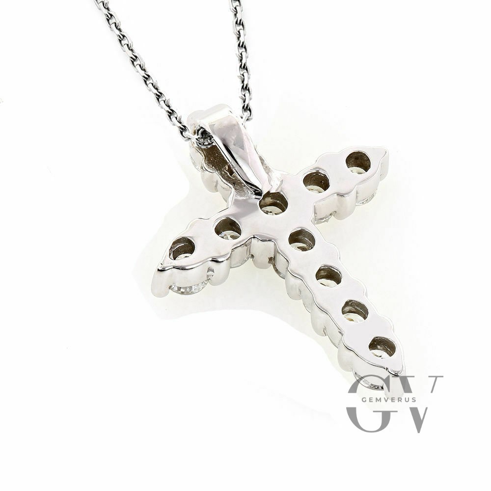 Moissanite Cross Wedding Pendant 1.50 Carat VVS1 Round Cut Solid 14K White Gold