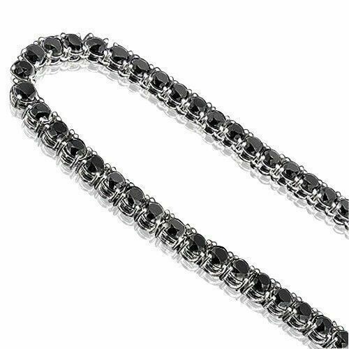 Black Diamond Tennis Chain Necklace 4 mm 22 Inches Quality AAA Certified !