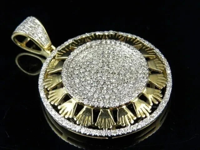 14K Yellow Gold Plated 1.70Ct Round Lab Created Diamond Unisex Teardrop Pendant