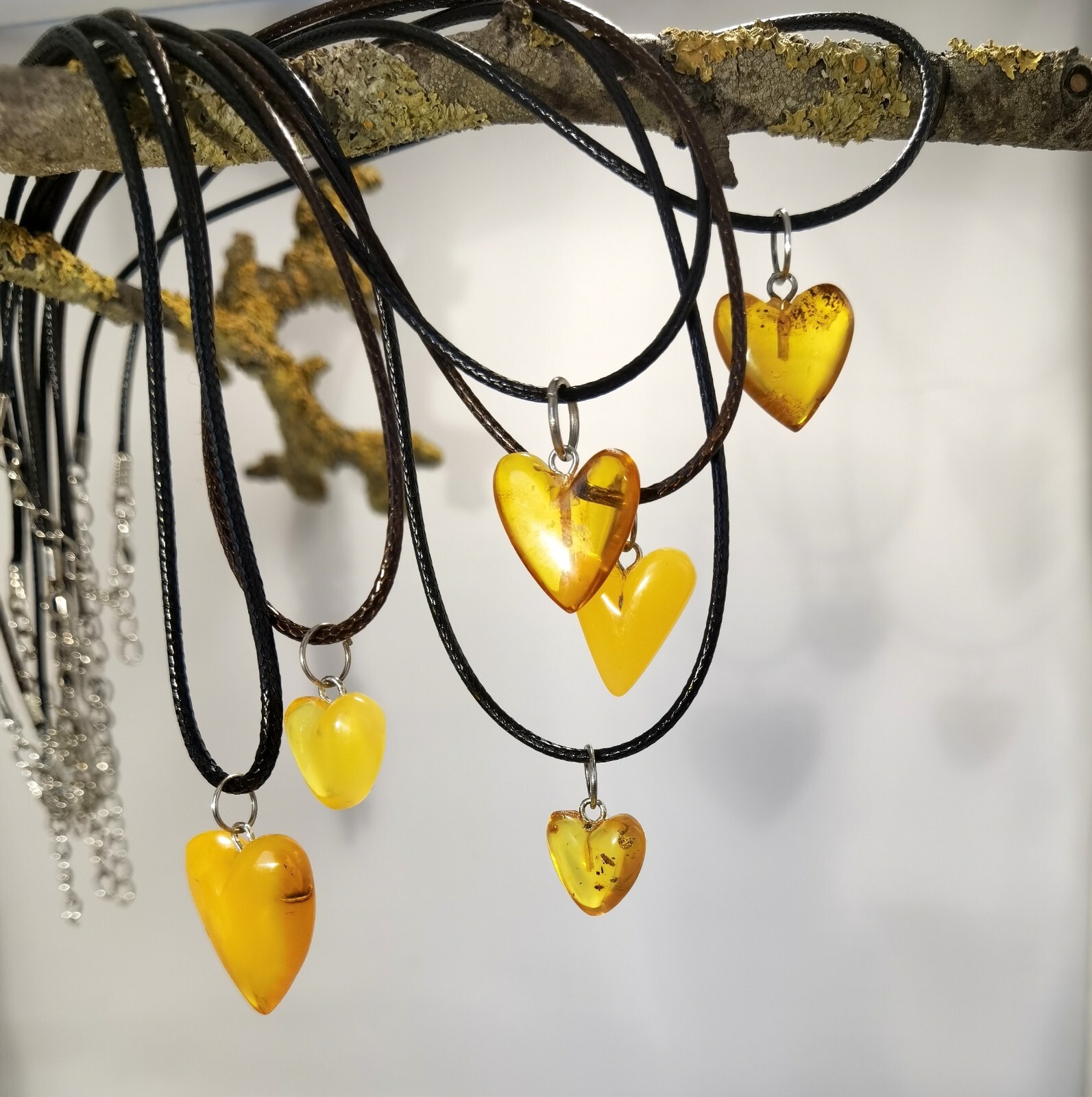 Amber Heart Romantic Pendant for Her Him, Valentines Day Minimalist Perfect Gift
