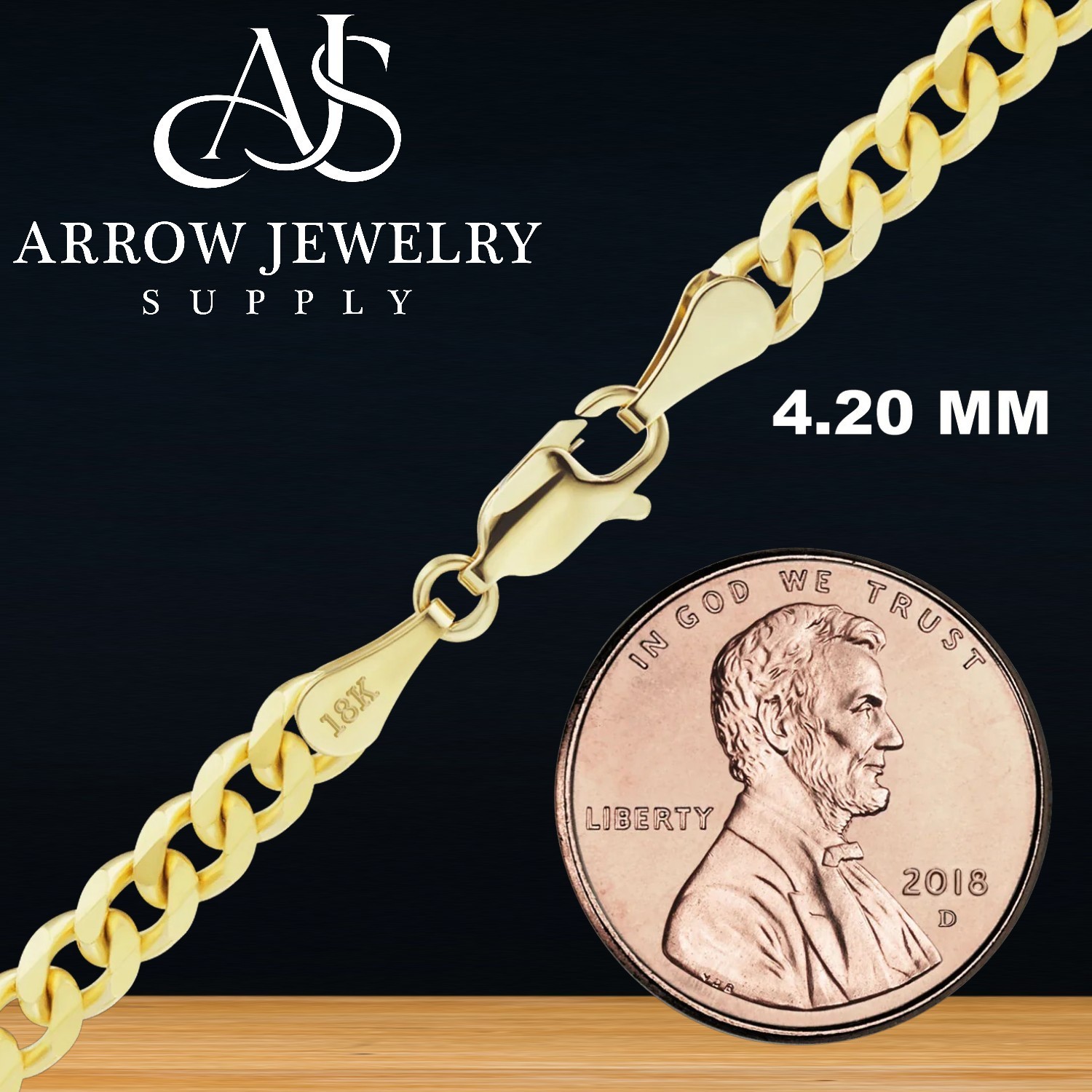 18K Yellow Gold Solid Classic Curb Cuban Link Necklace Chain