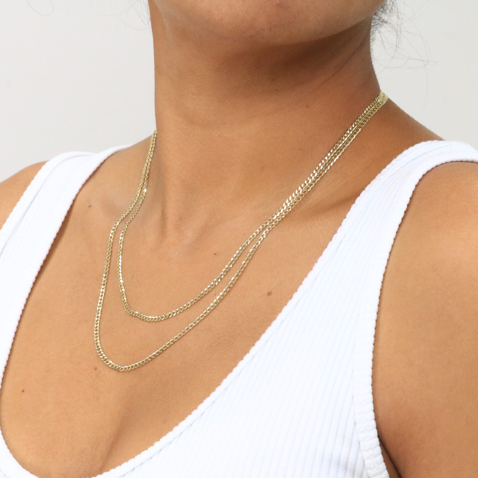 14K Yellow Gold 2.5mm Solid Curb Cuban Chain Link Mens Womens Necklace 20″