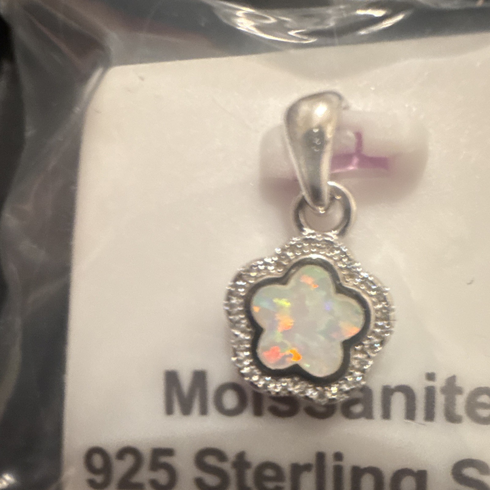 925 Sterling Silver Moissanite Flower Charm Pendant Multicolor Silver
