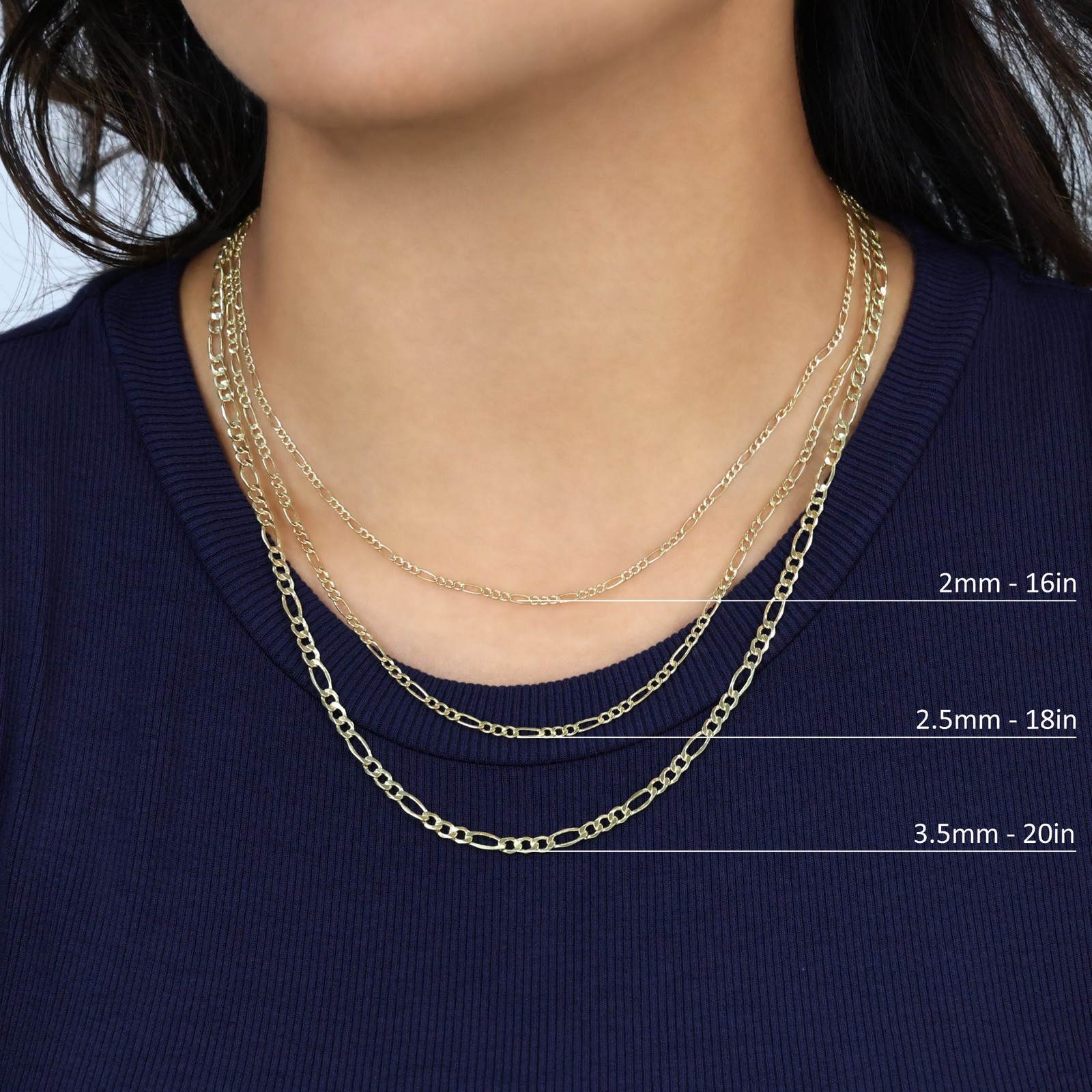 10K Yellow Gold 2mm- 9mm Figaro Chain Italian Link Necklace Mens Women 16″- 30″