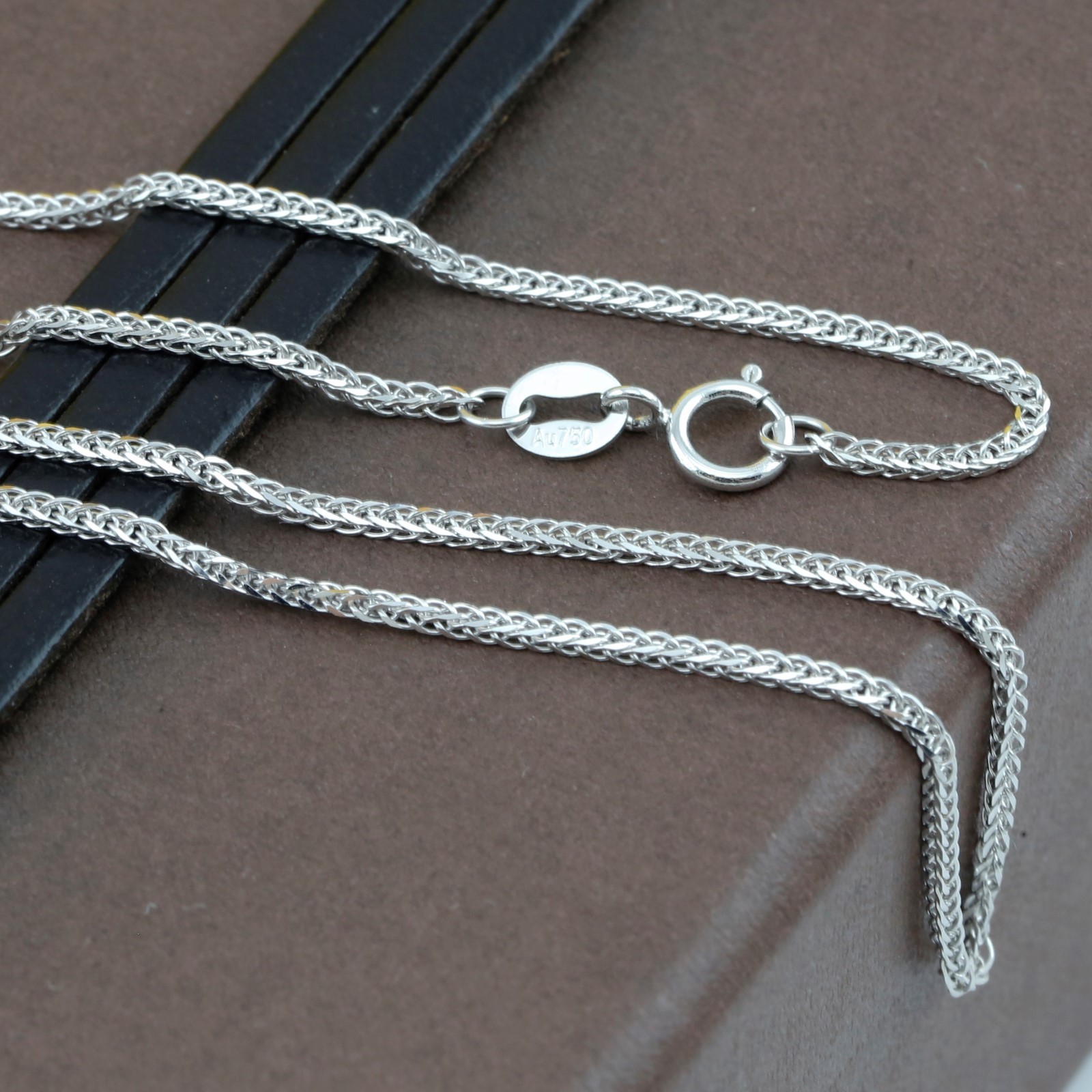 Genuine 18CT Solid White Gold Foxtail Chain 40cm Italy Made