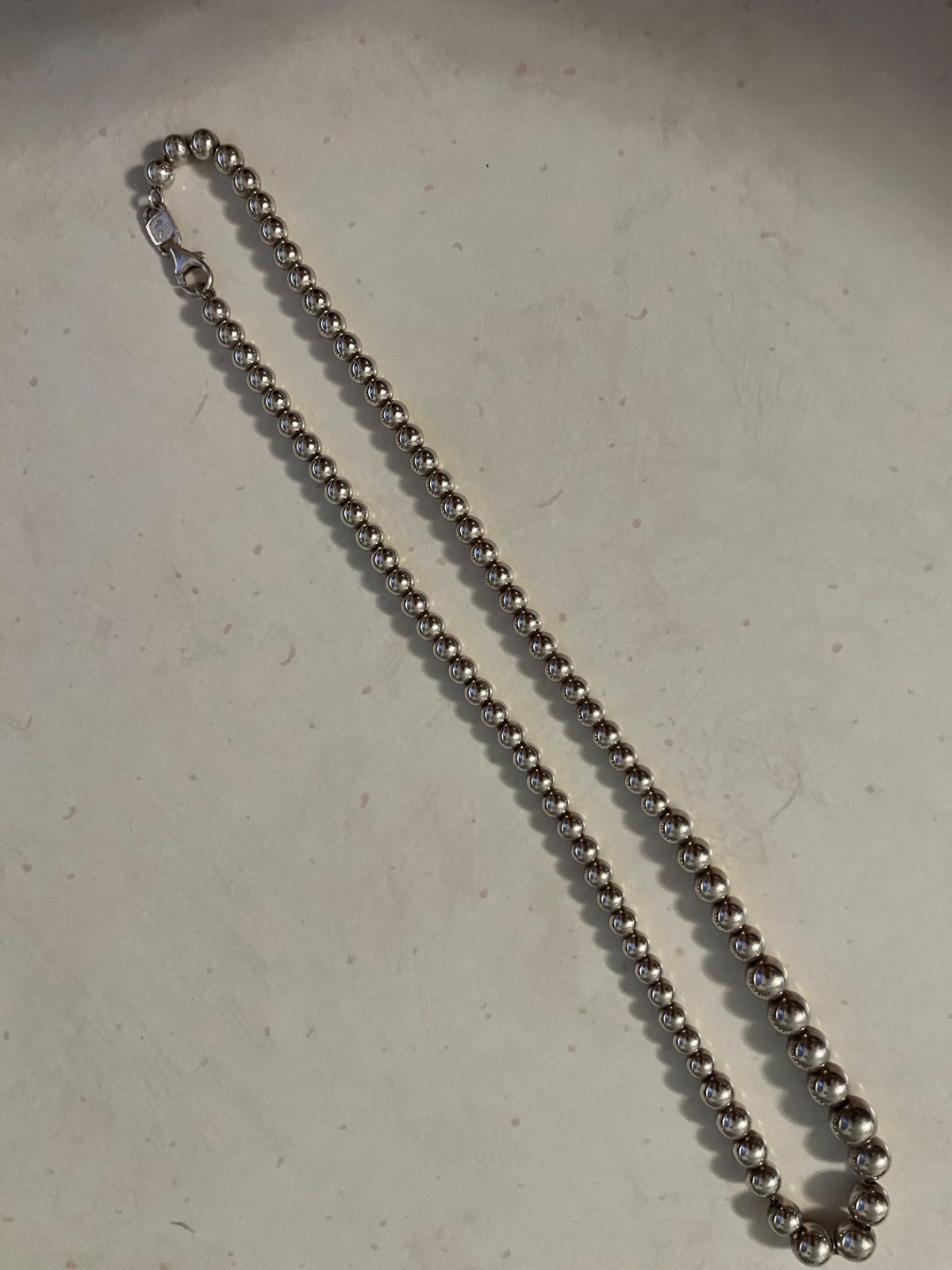 .999 Fine Silver 18″ Necklace~USA~Graduated 4mm-7mm approx.~16g~lobster clasp