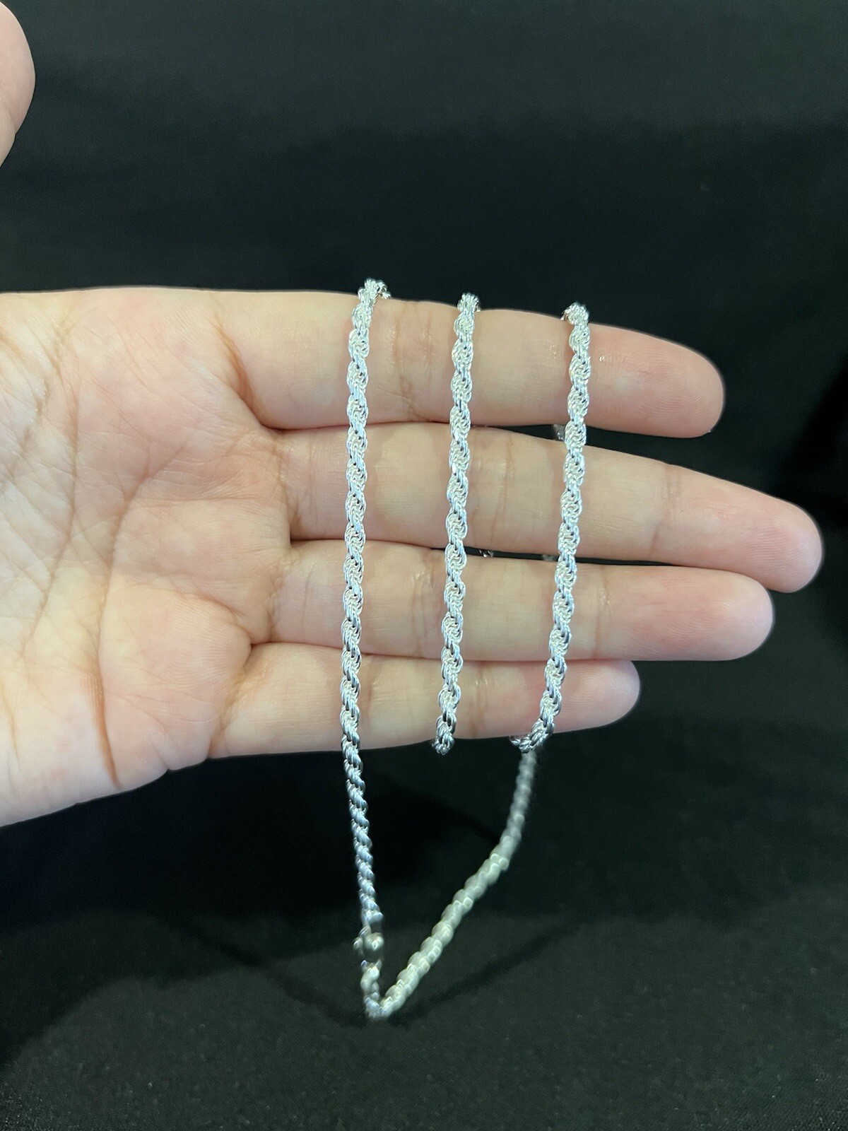 .925 Sterling Silver Men Women Twisted Rope Chain Necklace 18 20 22 24 26 28 30