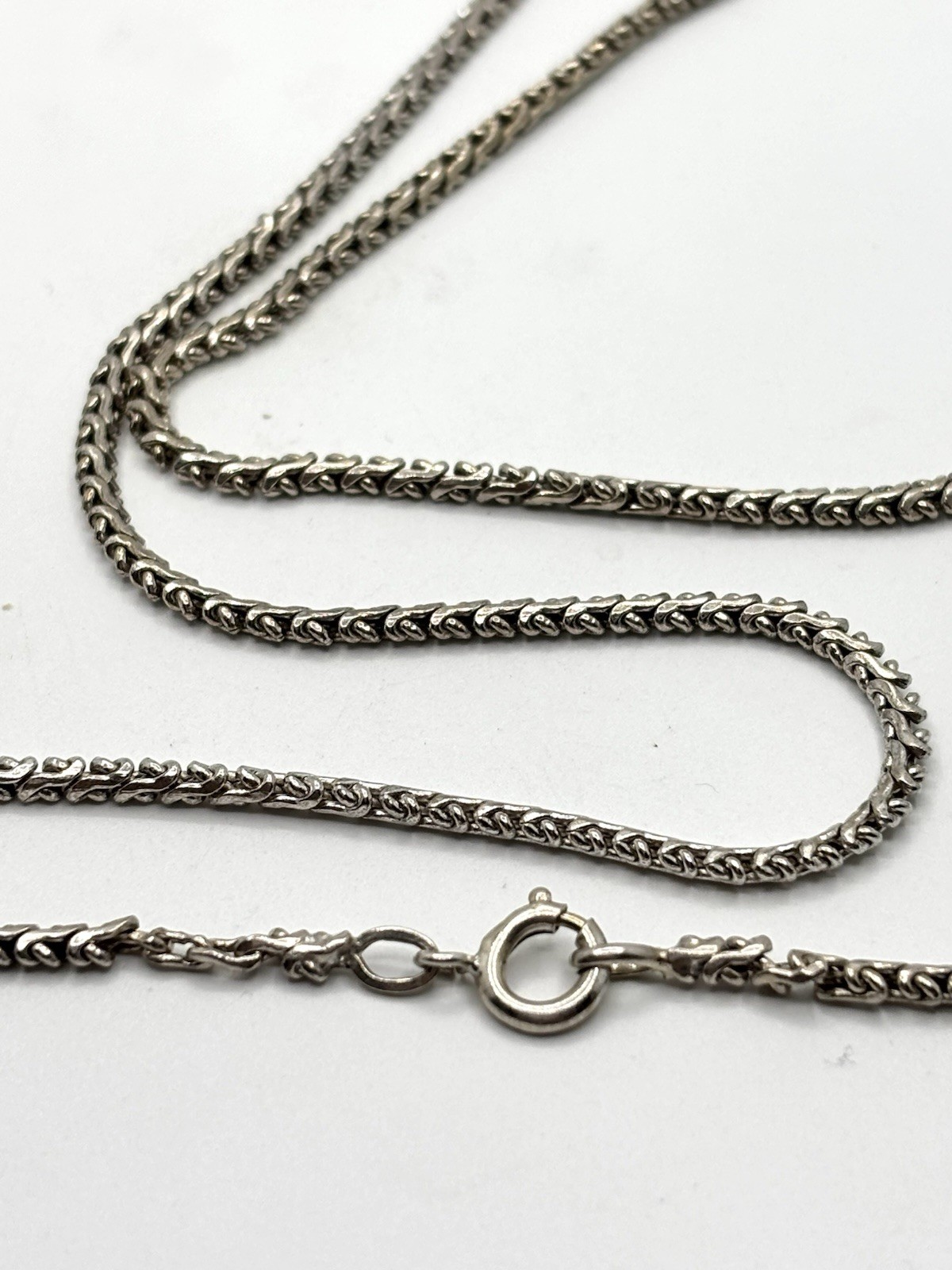 Vintage 835 German Silver 2.2mm Byzantine Wheat Chain Link Necklace 37”