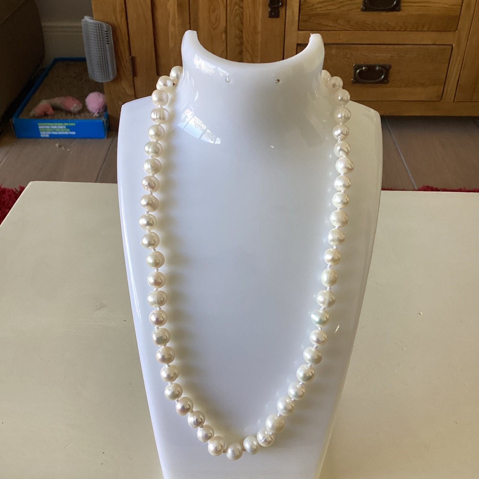 6mm Pearl Necklace Real Baroque Cultured Freshwater Pearls 925 Silver Rose Clasp