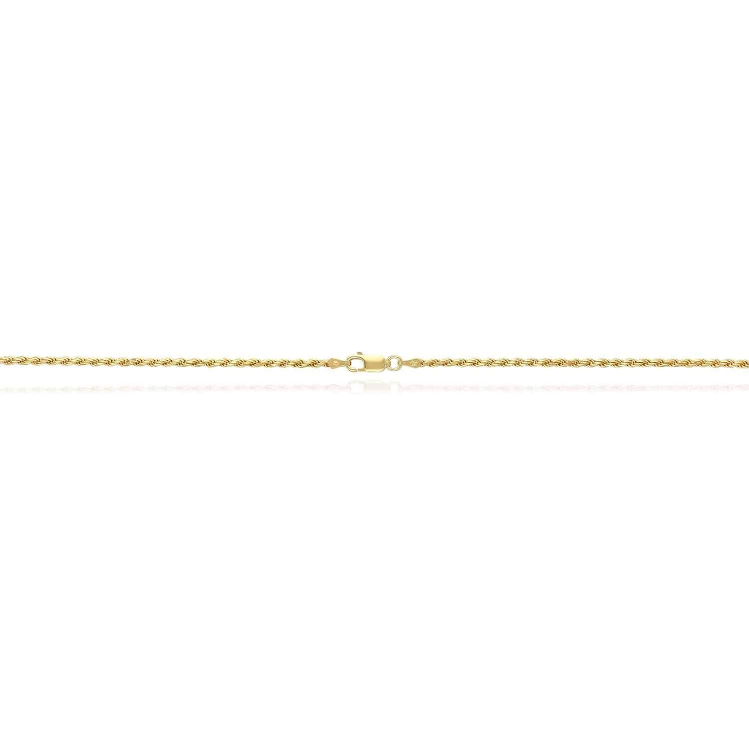 Solid 18K Yellow Gold Over Silver 2mm Rope Chain Necklace 16″-24″