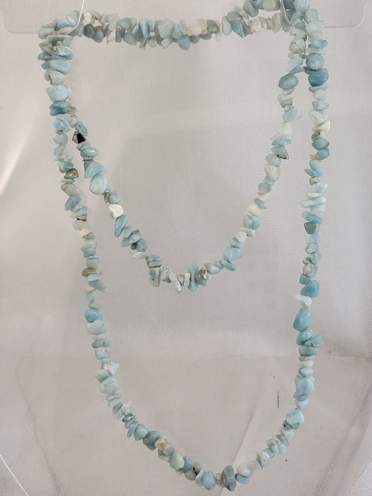 Amazonite Natural Gemstone Bead Chips Necklace Lariat single strand 34″ Handmade