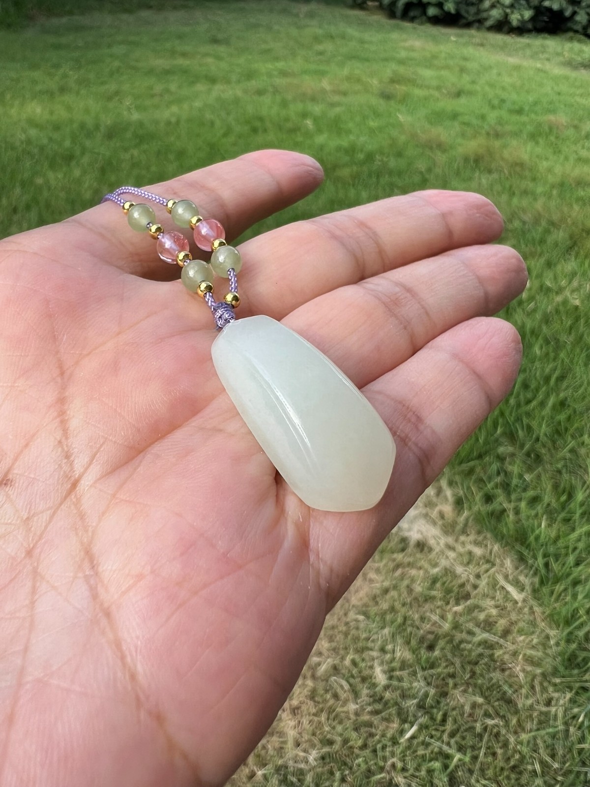 Creamy Fine White Genuine Natural Nephrite Jade Pendant H220 b3