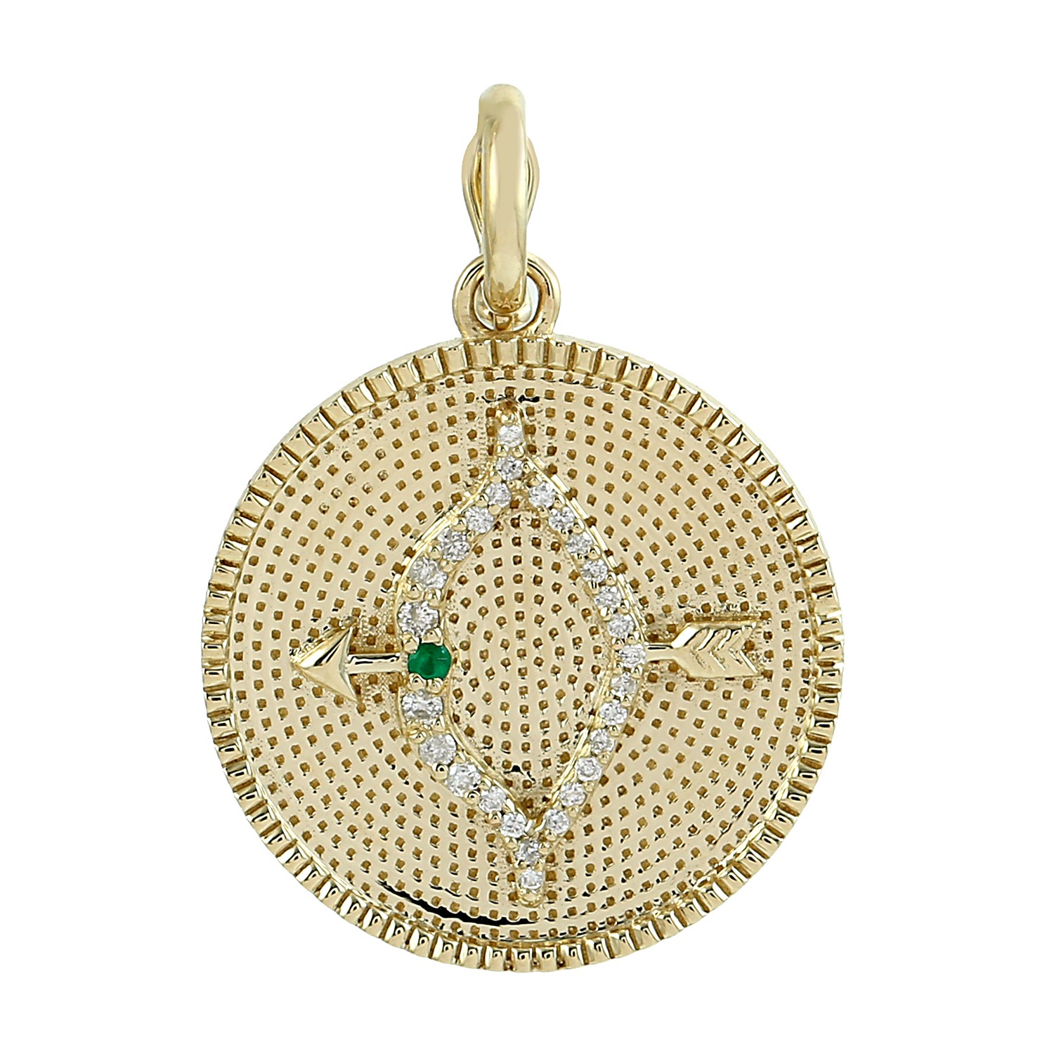 14K Yellow Gold Sagittarius Zodiac Pendant Emerald Diamond Charm Gift Jewelry