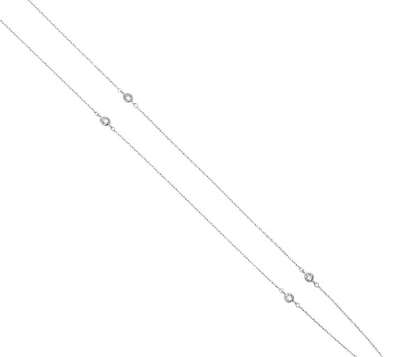 3CT Created Diamond By The Yard Station Necklace 14k Yellow Gold Bezel Chain 18″