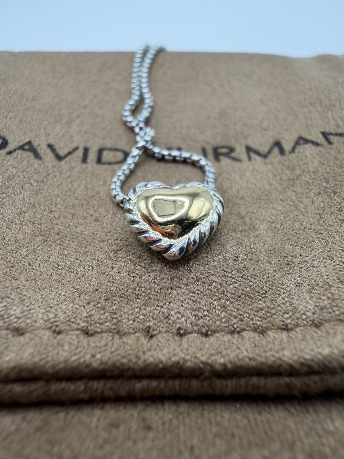 David Yurman Cable Cookie Classic Heart Necklace 18k Yellow Gold. 18 inch