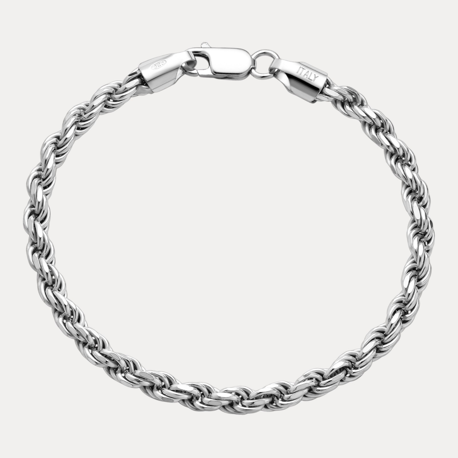 5mm Diamond Cut Rope Bracelet – Solid 925 Sterling Silver Or 14k Gold Vermeil