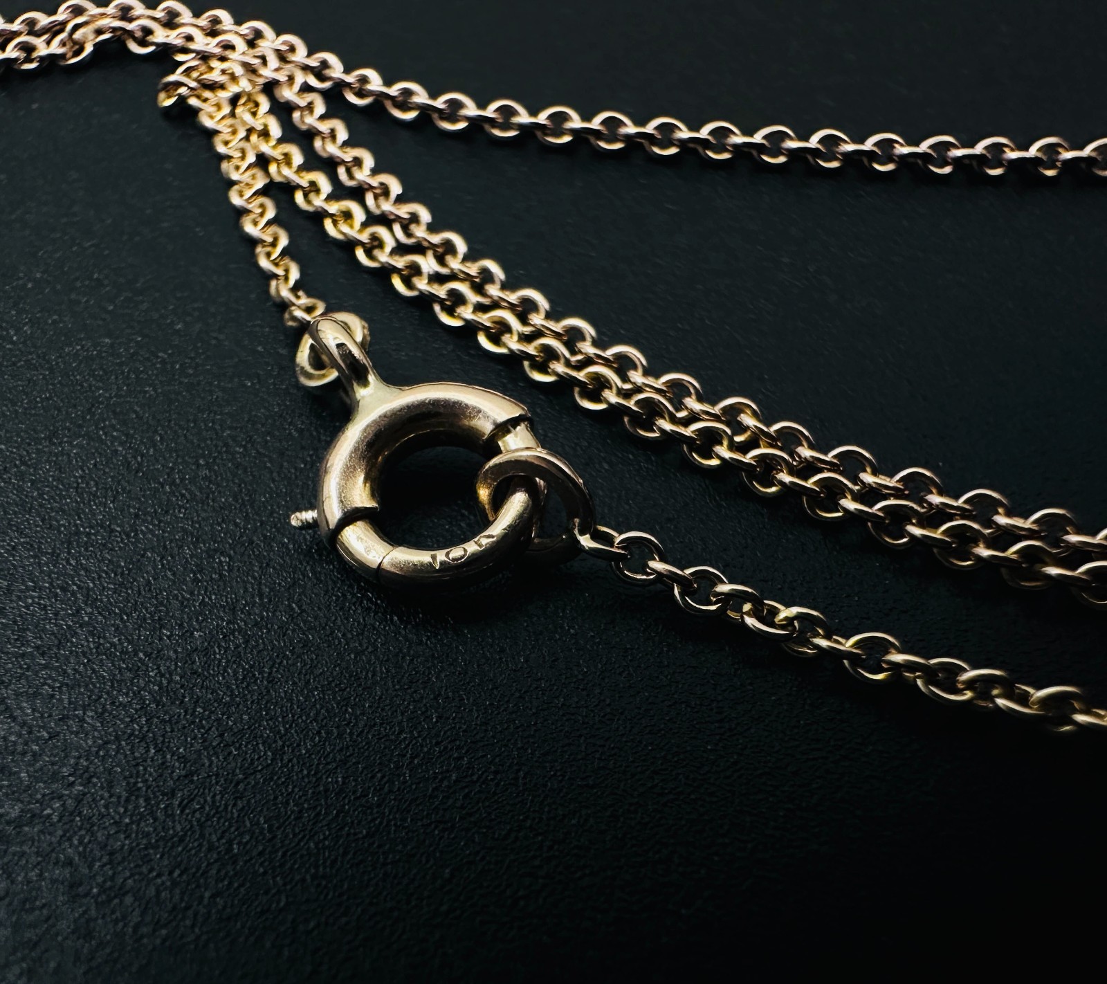 Vintage Solid 10K Yellow Gold Rolo Link Chain Necklace, 1.2mm, 15 1/2″, 1.7g