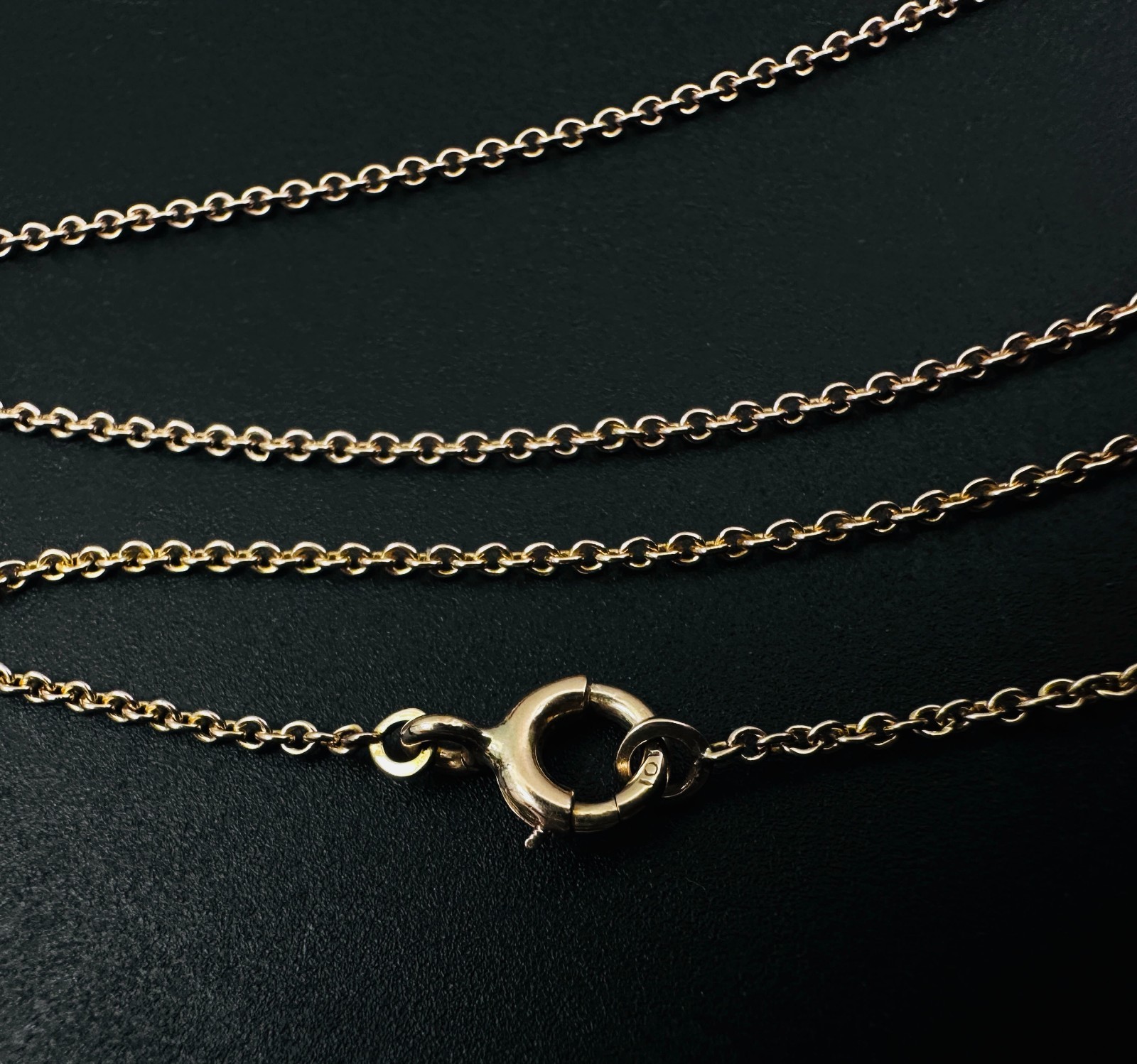 Vintage Solid 10K Yellow Gold Rolo Link Chain Necklace, 1.2mm, 15 1/2″, 1.7g