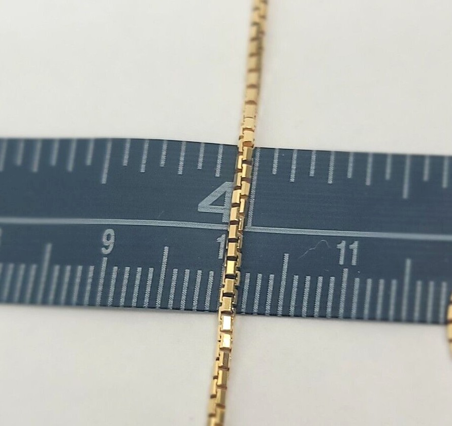 Authentic 14K Solid Yellow Gold Box Chain Necklace 0.55mm-2.5mm All Size 16″-30″
