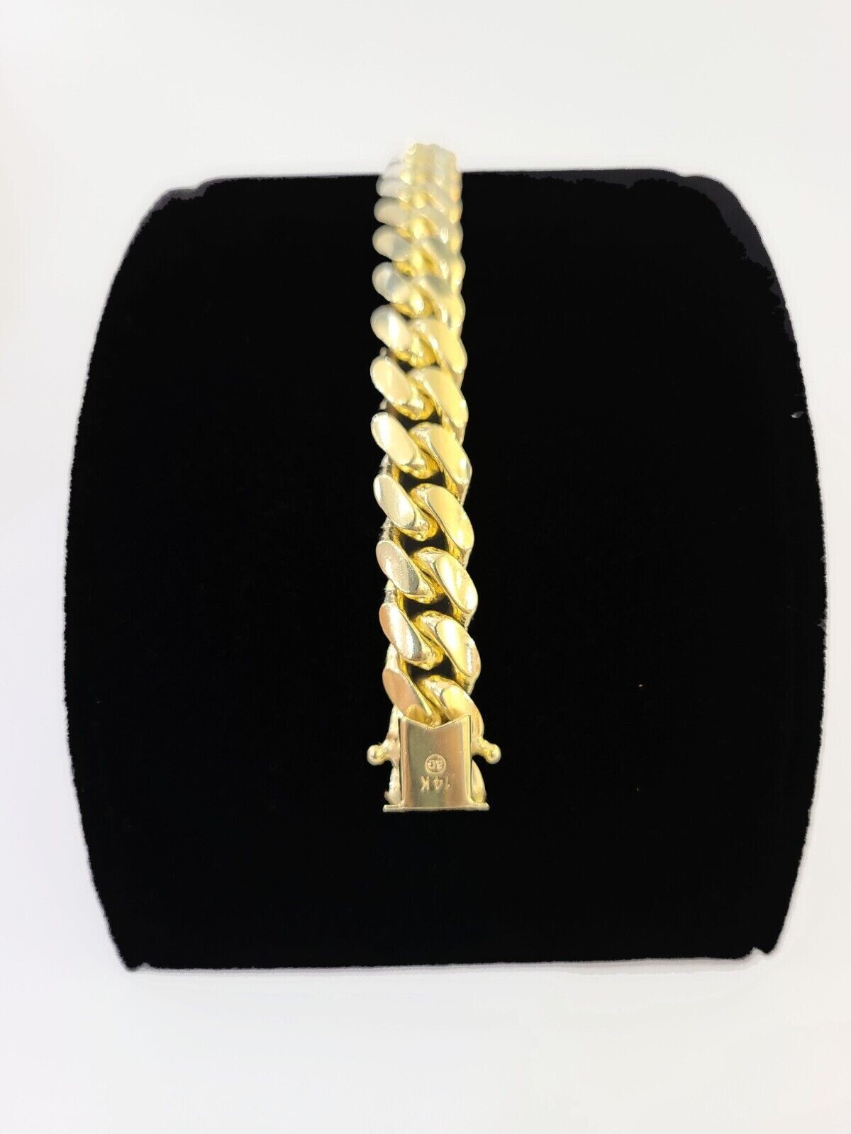 Solid 14k Yellow Gold Bracelet Miami Cuban Link 8mm 7.5 Inch / Box Lock For Mens