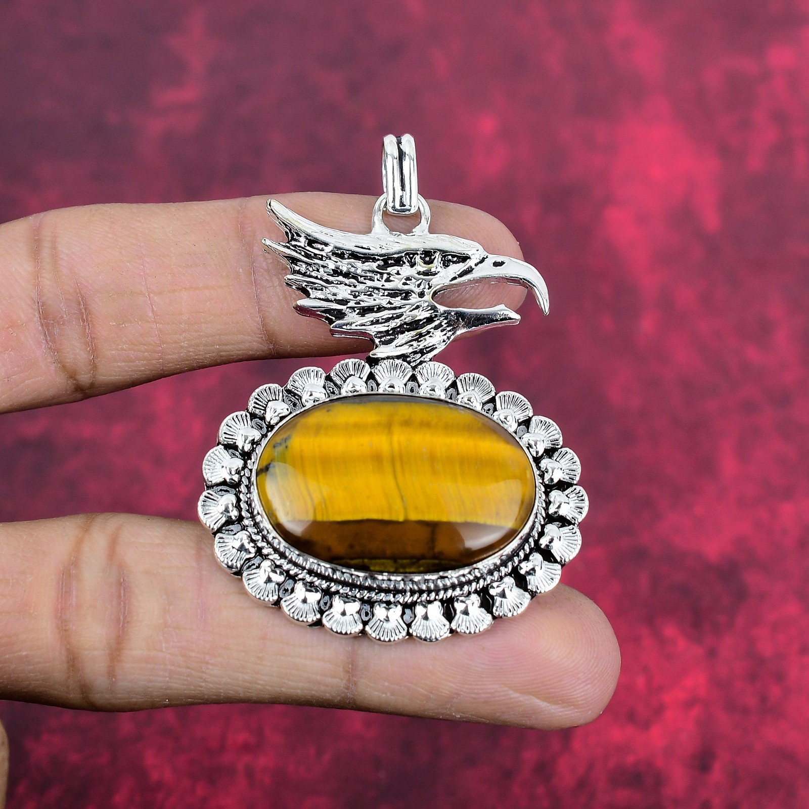 Tiger’s Eye Gemstone Handmade 925 Steling Silver Pendant Jewelry Gifts For Love