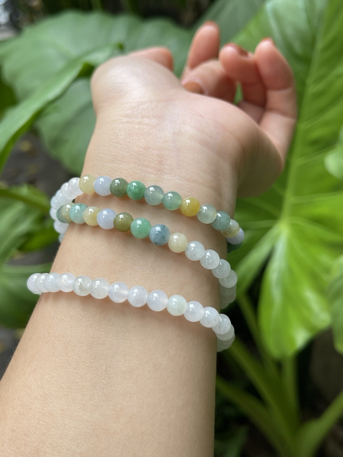 Natural Type A Burmese Myanmar Jadeite 5.7-6mm 50cm icy Necklace