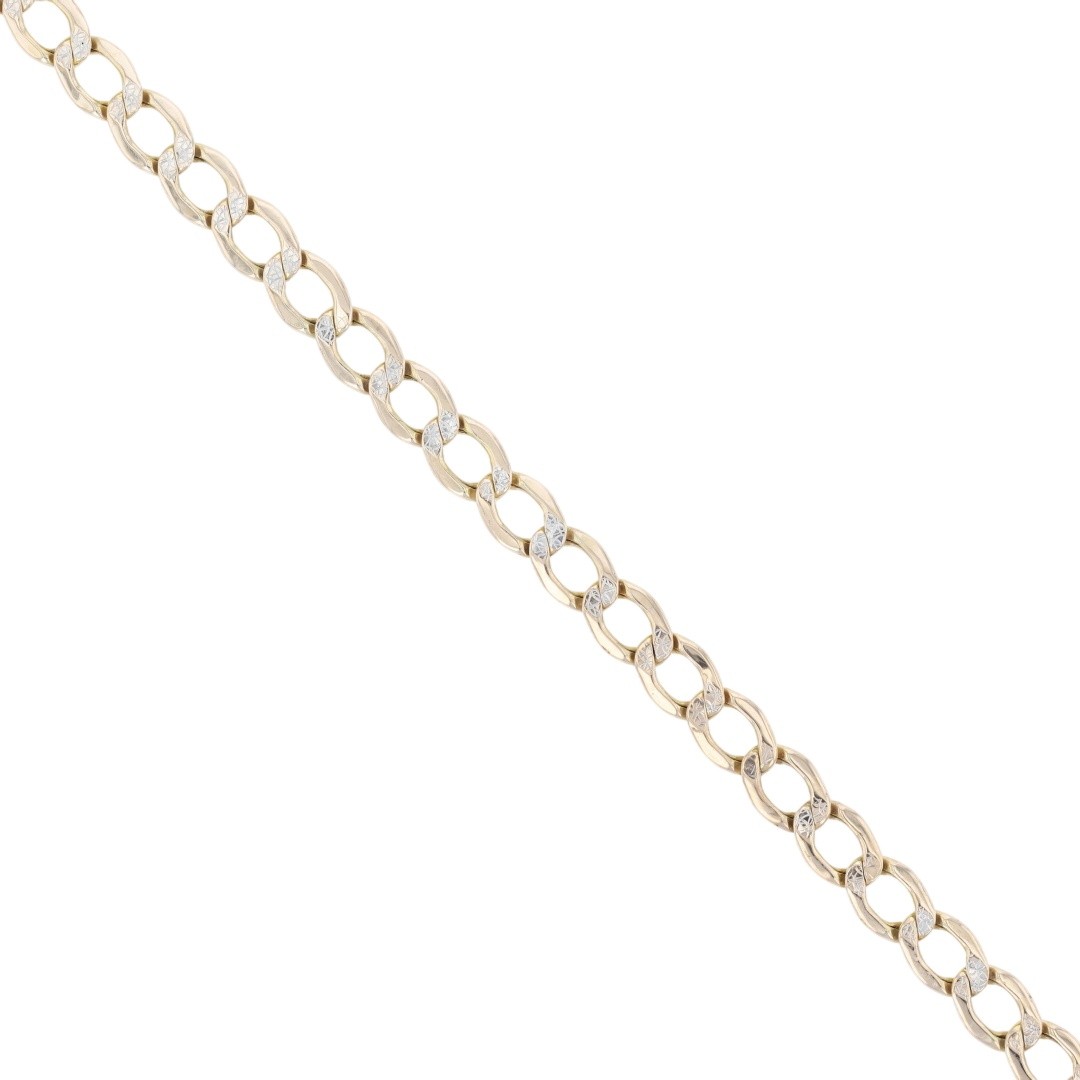 5.2mm Hollow Curb Link Chain 23.25″ Necklace 14k Multi-Tone Gold 9.66 Grams