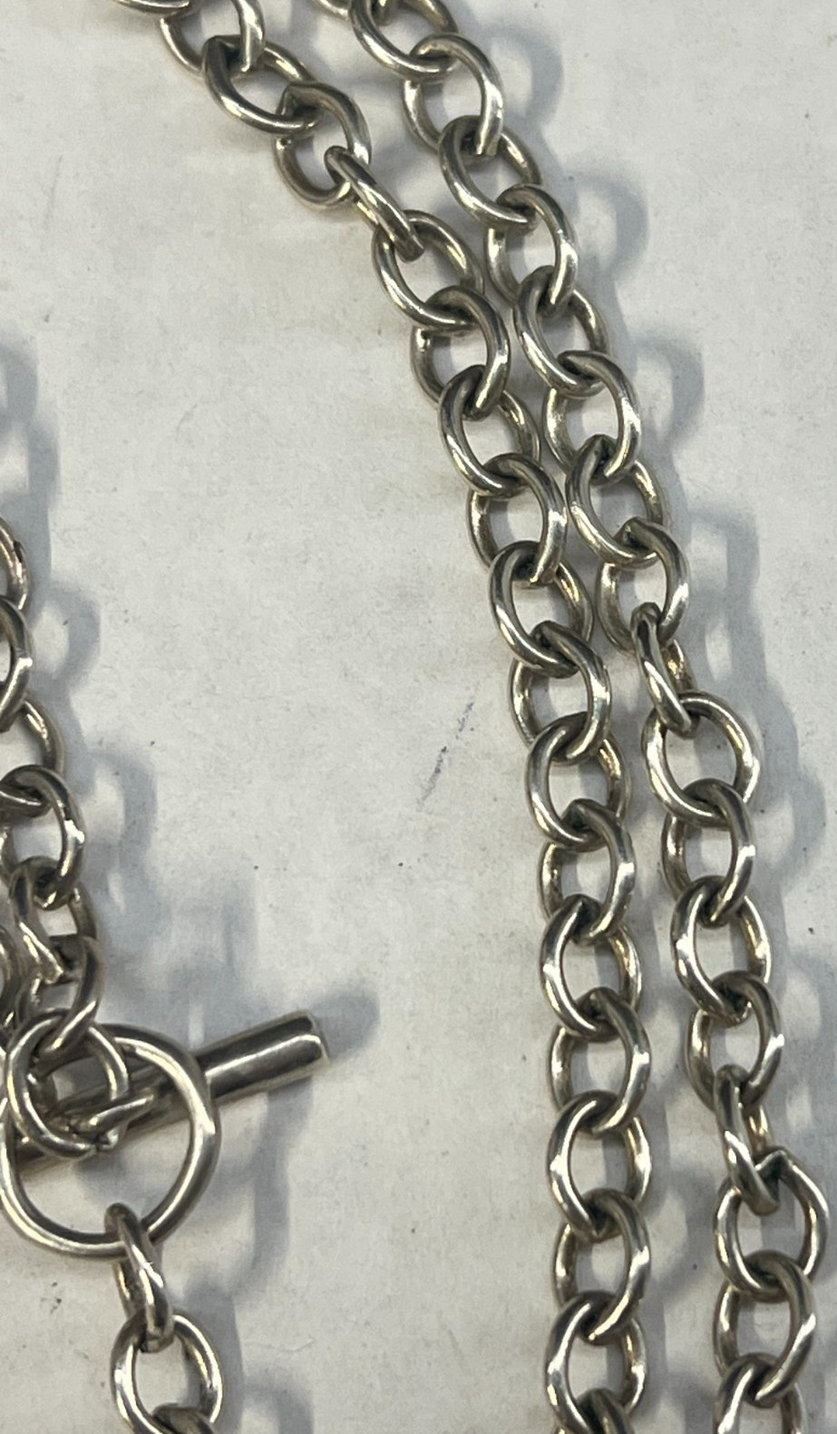 Foree Hunsicker Sterling Silver Lariat Necklace 18″ Floral Charm Toggle