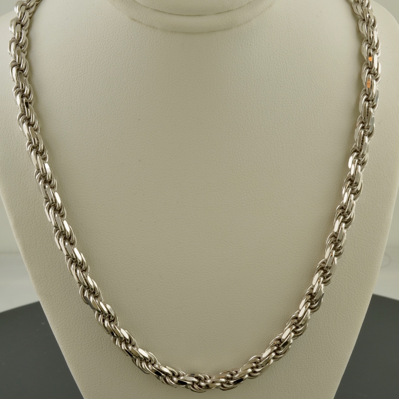 .925 STERLING SILVER RHODIUM PLATED 6.0MM CLASSIC ROPE CHAIN 24 INCH NECKLACE