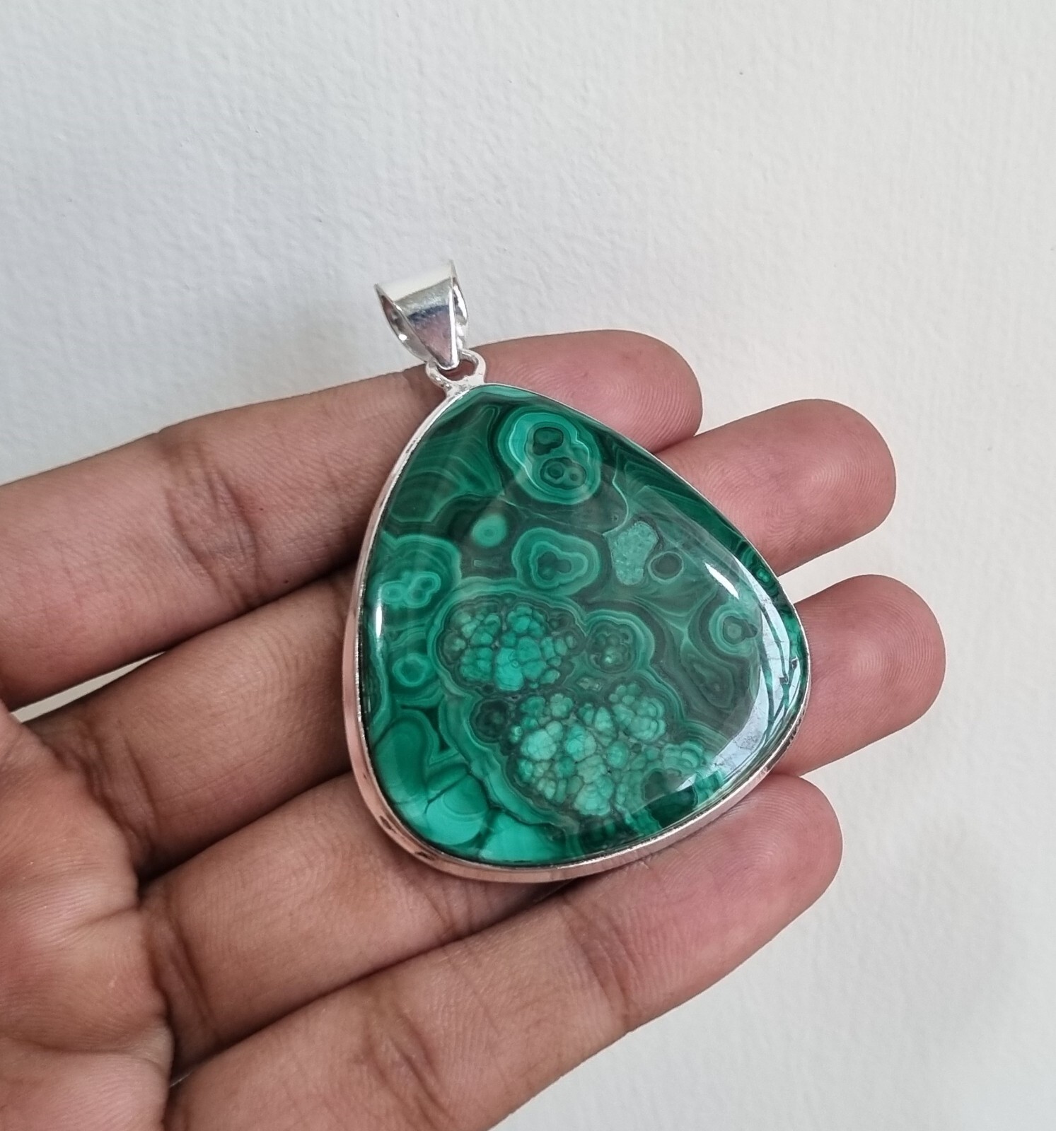 Malachite Gemstone Pendant 925 Sterling Silver Handmade Fancy Gift PG1050