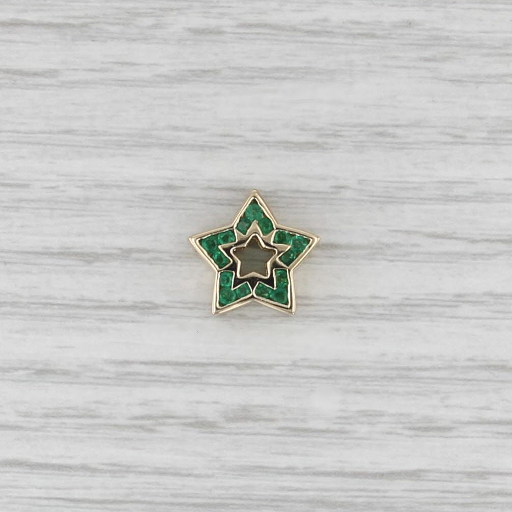0.47ctw Emerald Diamond Reversible Pendant 14k Yellow Gold Charm