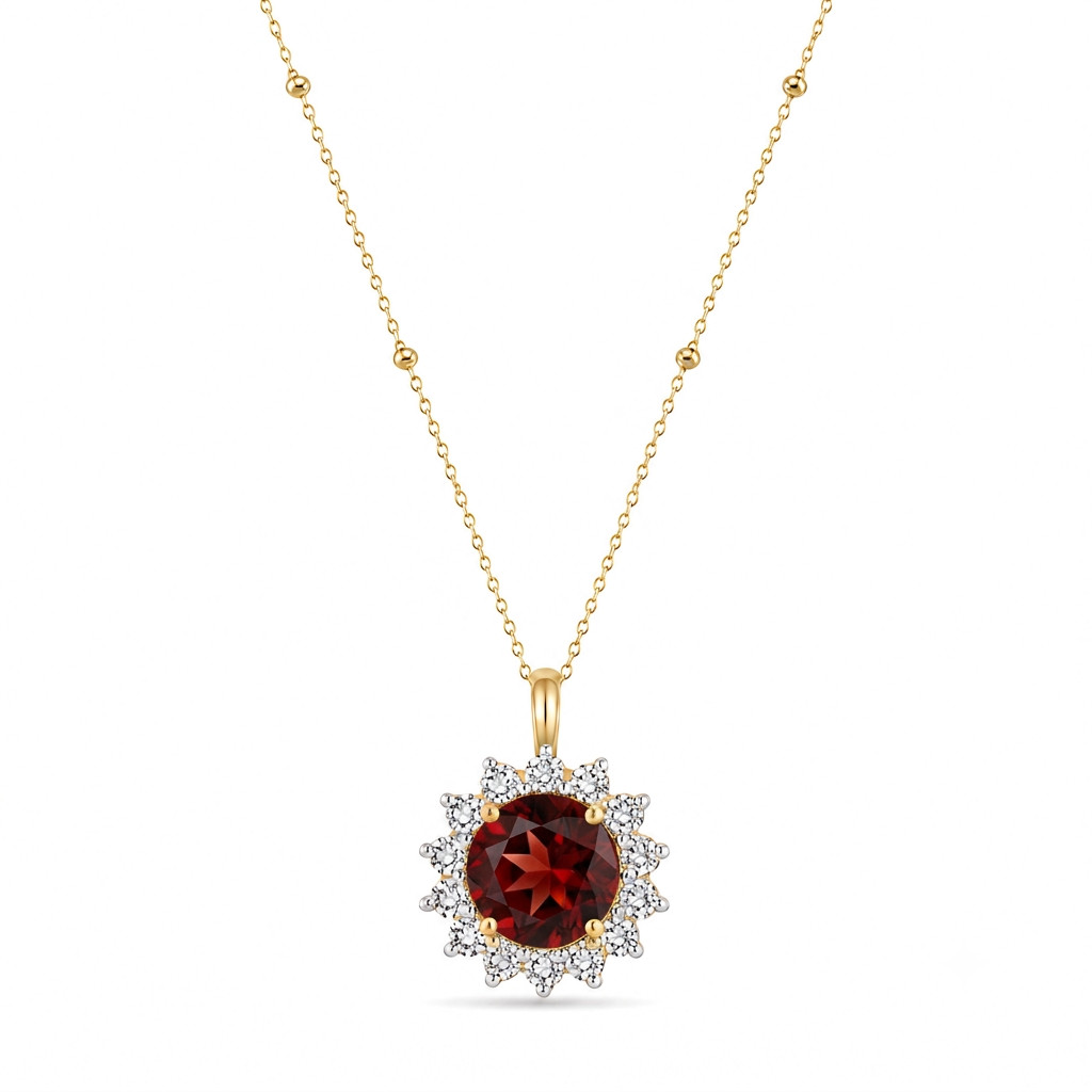 925 Sterling Silver Birthstone Pendant, Choice of 12 Birthstones, Halo Design