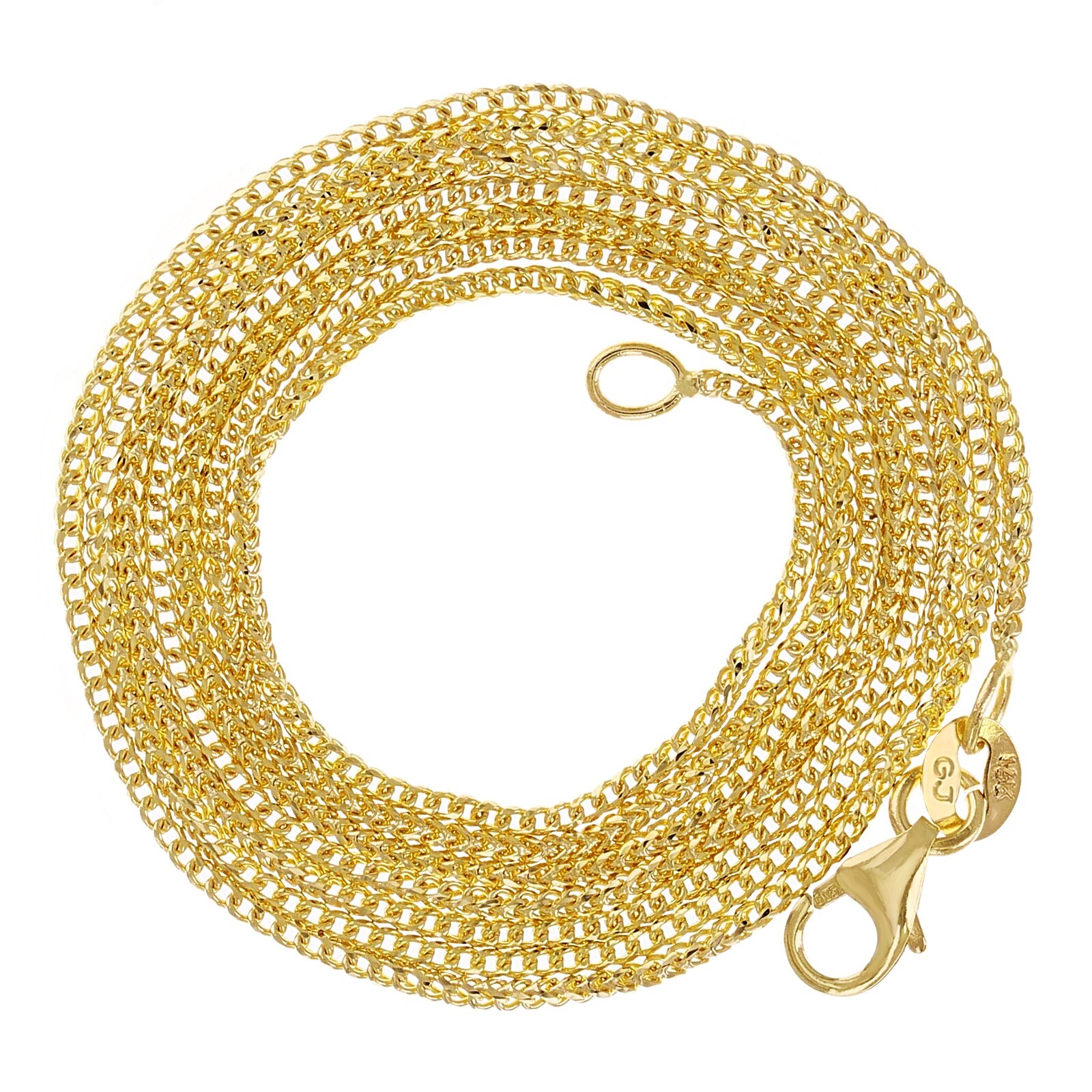 Italian 14k Yellow Gold Solid Diamond Cut Franco Chain Necklace 18″ 1mm 2.7grams