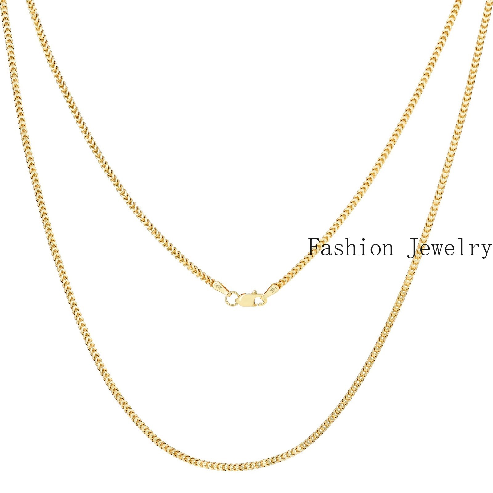 14K Yellow Gold 1.5mm Franco Box Wheat Foxtail Chain Necklace Mens Women 16″-24″