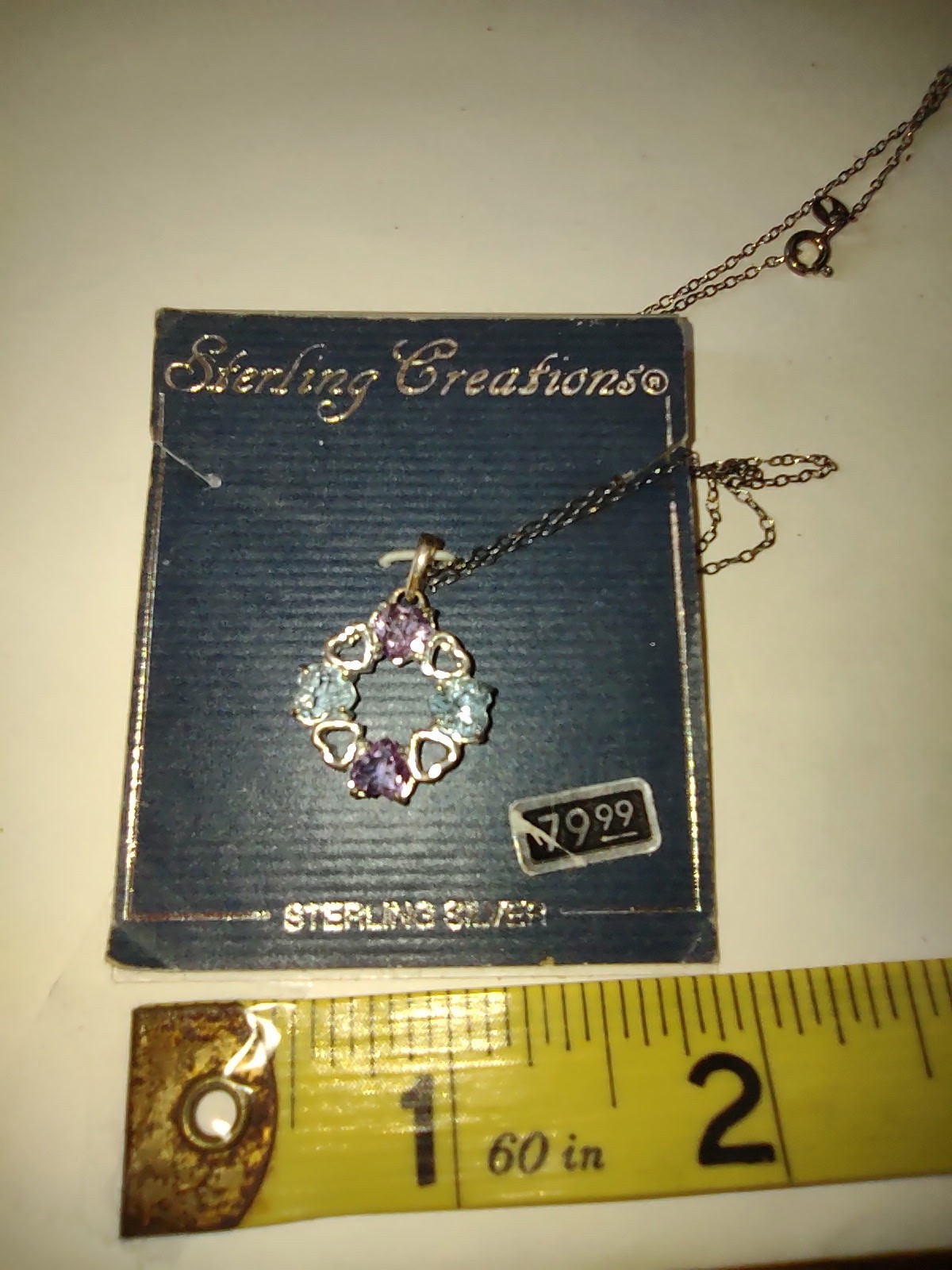 Sterling Creations 925 Sterling Silver Heart Charm Necklace Gift New Vintage