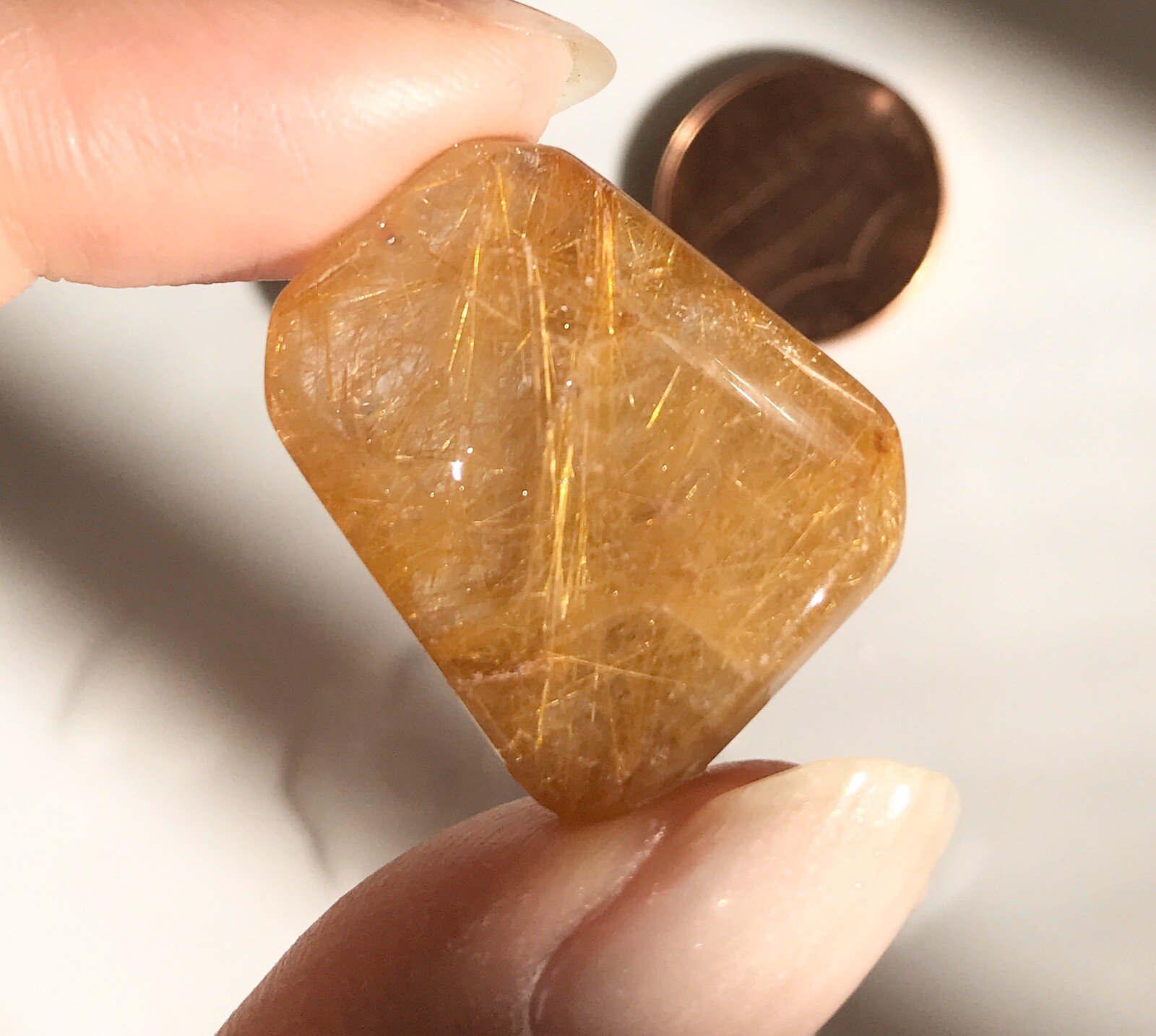 US SELLER Natural cushion Golden Rutilated Quartz Pendant Brazil Crystal 18