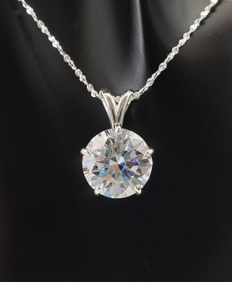 RARE 8.30 Ct Certified Round Cut White Diamond Solitaire Pendant in 925 Silver