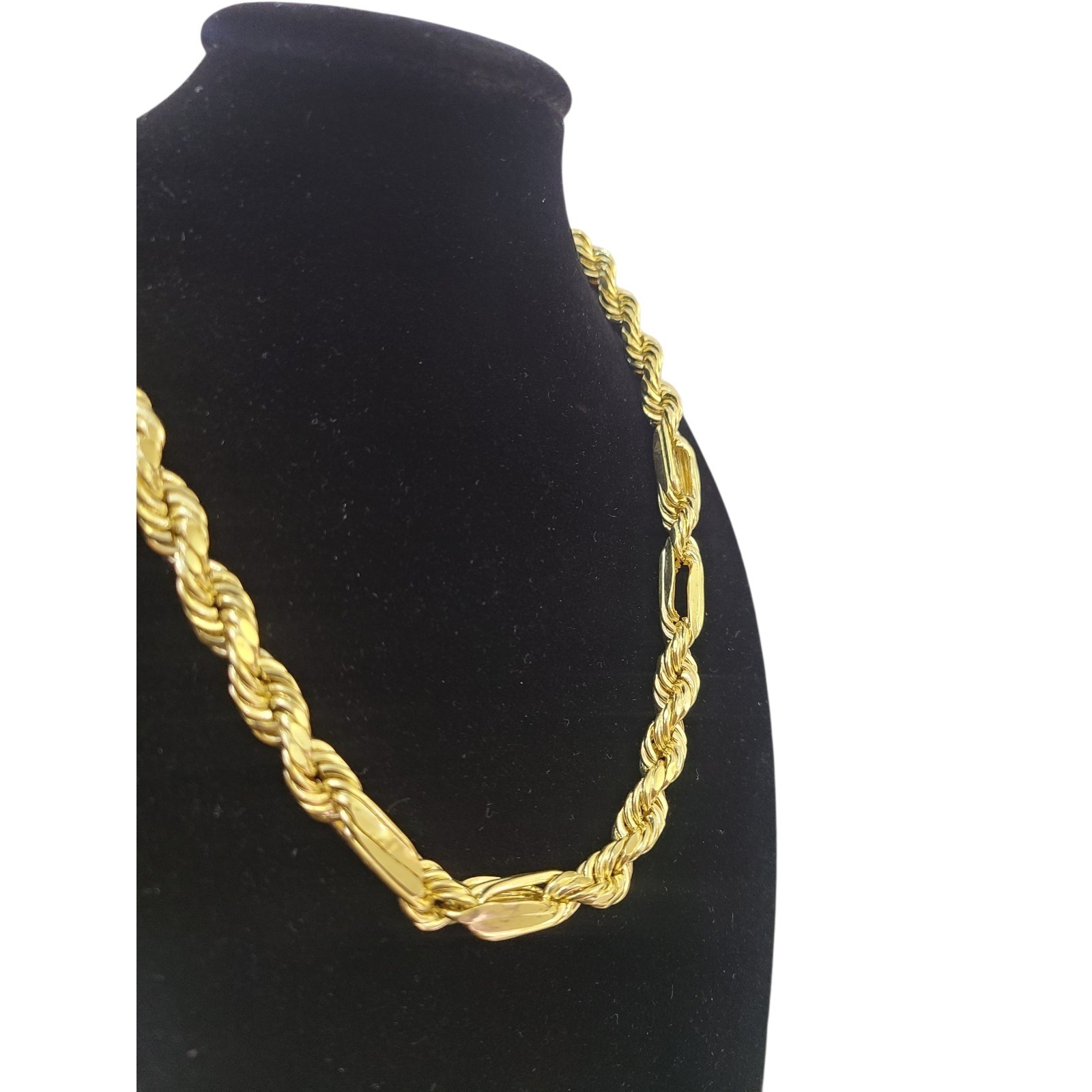 10K Yellow Gold Milano Rope Chain 8mm 24″ Diamond Cut Real Thick Mens
