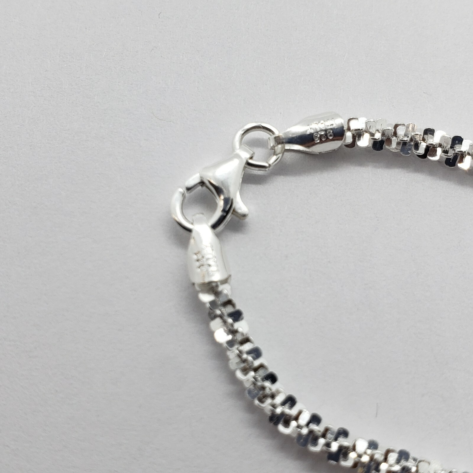 Sterling Silver Sparkle Rock Chain Necklaces & Bracelets 2.5mm Diamond Cut 7-24″