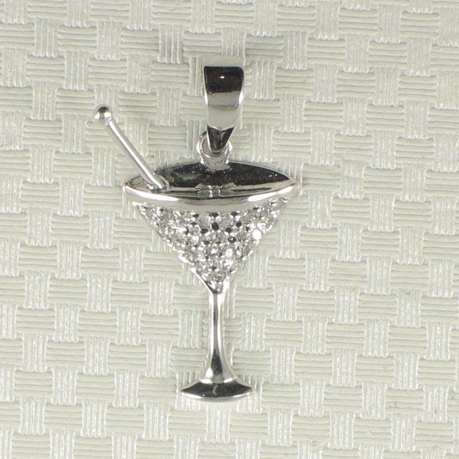 Beautiful Cocktail Cup Design 14kt Solid White Gold Diamond Pendant Necklace