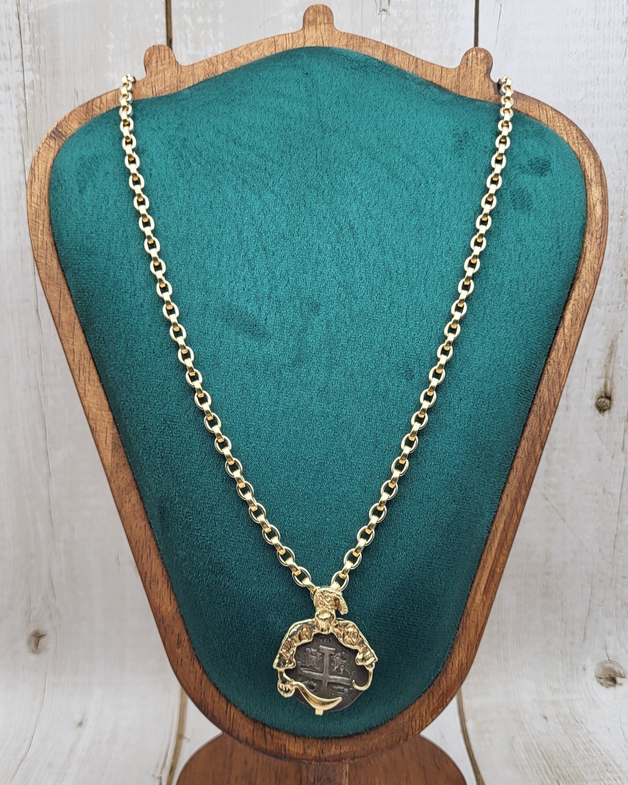 Heavy! Solid 14K 2 Tone Gold 24″ Fancy Link Chain Necklace 63.1 Grams Rolo Cable