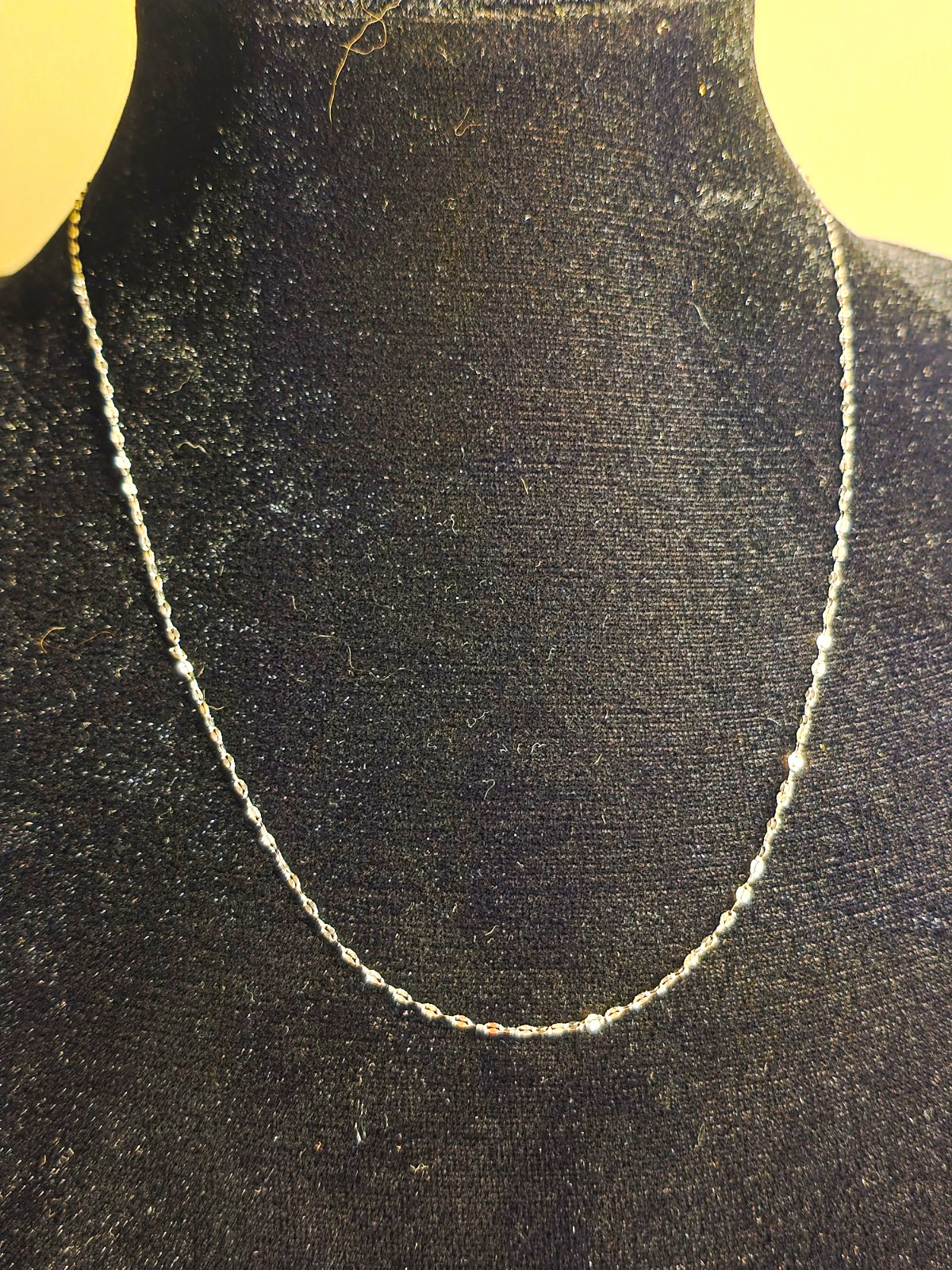 ✨️✨️ 10K White Gold 20″ Mirror Chain Necklace Spring Ring Clasp Signed