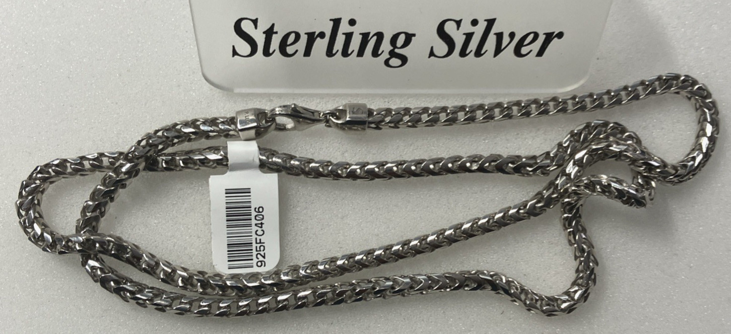925 Sterling Silver Italy Solid Franco Chain Heavy 40.7grams 4mm 24” New w/ Tag