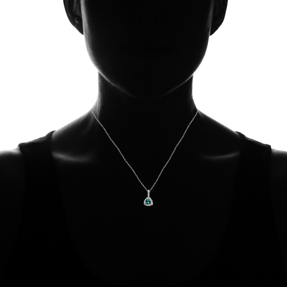 Sterling Silver London Blue Topaz & White Topaz Trillion-Cut Necklace