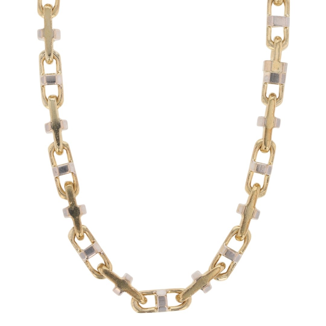 Midas 4.8mm Fancy Link Chain 24.5″ Necklace 10k Multi-Tone Gold 60.67 Grams