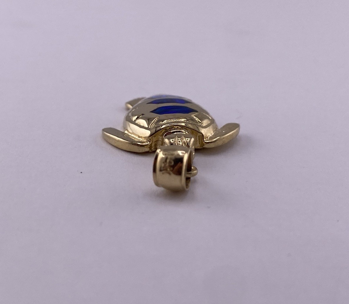 14K Opal Inlay Turtle Pendant