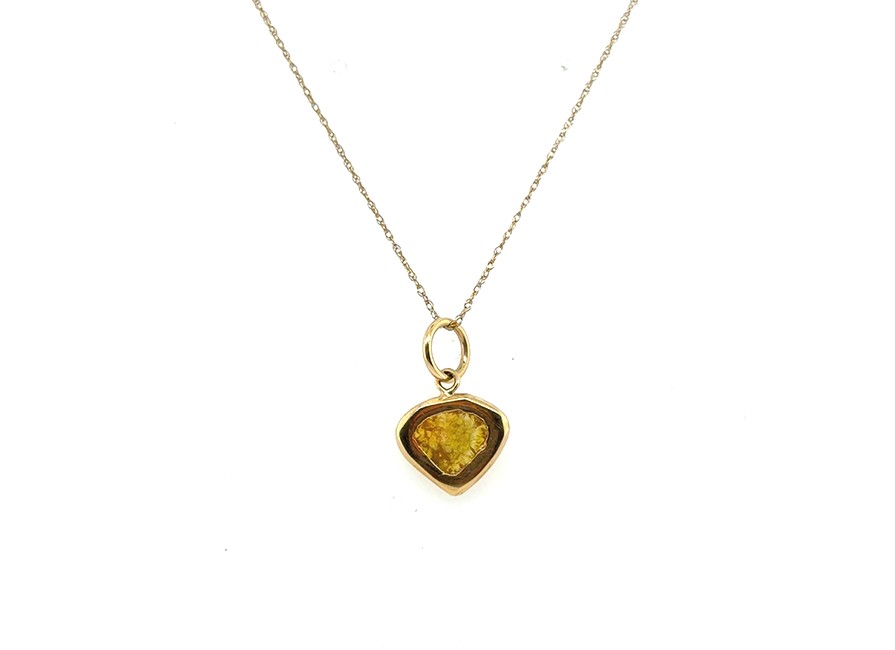 Lapaix Sliced Fancy Vivid Yellow Diamond Pendant Necklace 1.22ct Brand New 14K