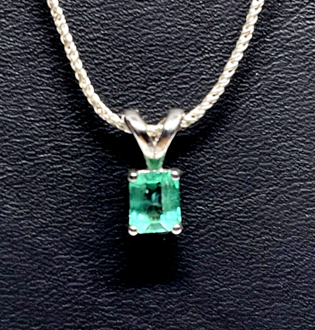 May Birthstone ~ 0.67 ct. Natural Colombian Emerald Silver Pendant *$600* Value