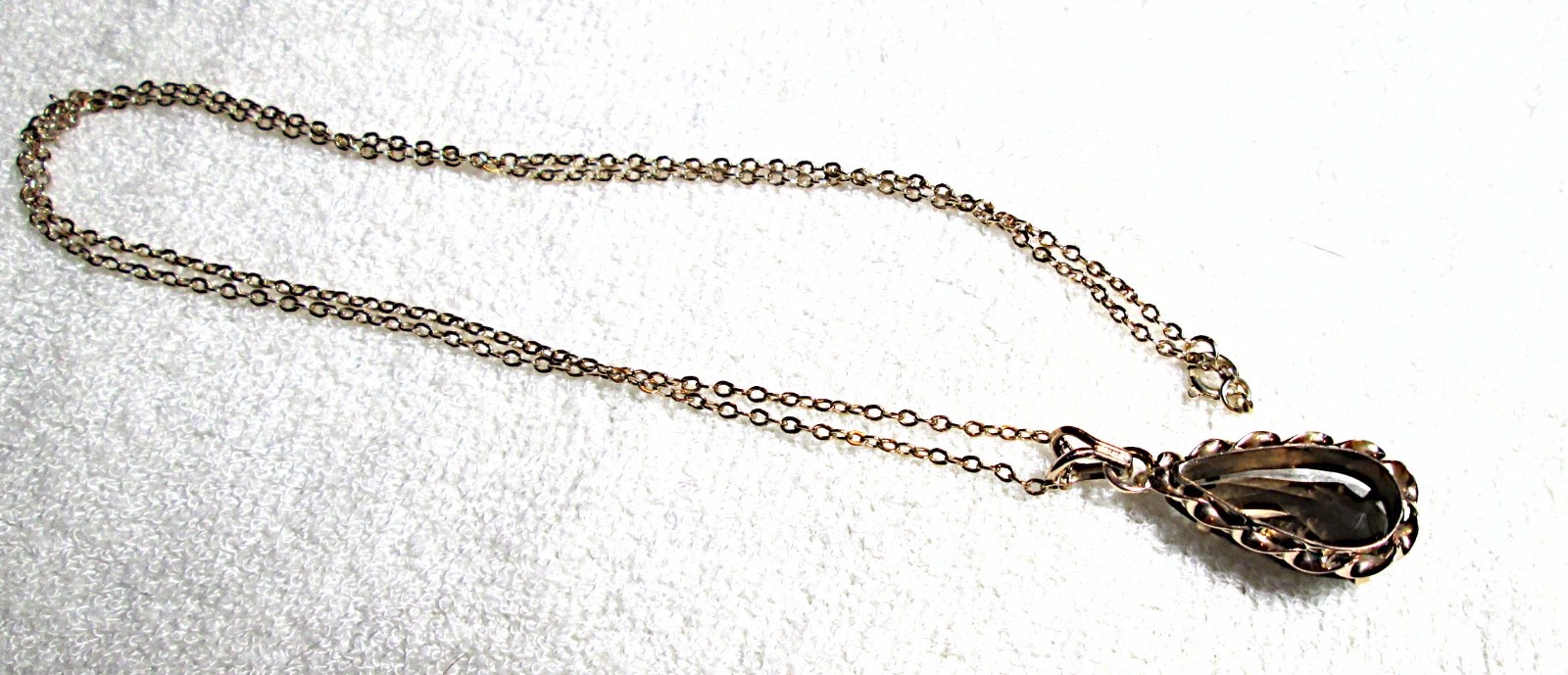 14K ROSE GOLD SMOKY QUARTZ NECKLACE 7.00 CTS 7.9 GRAMS 23 INCHES VINTAGE