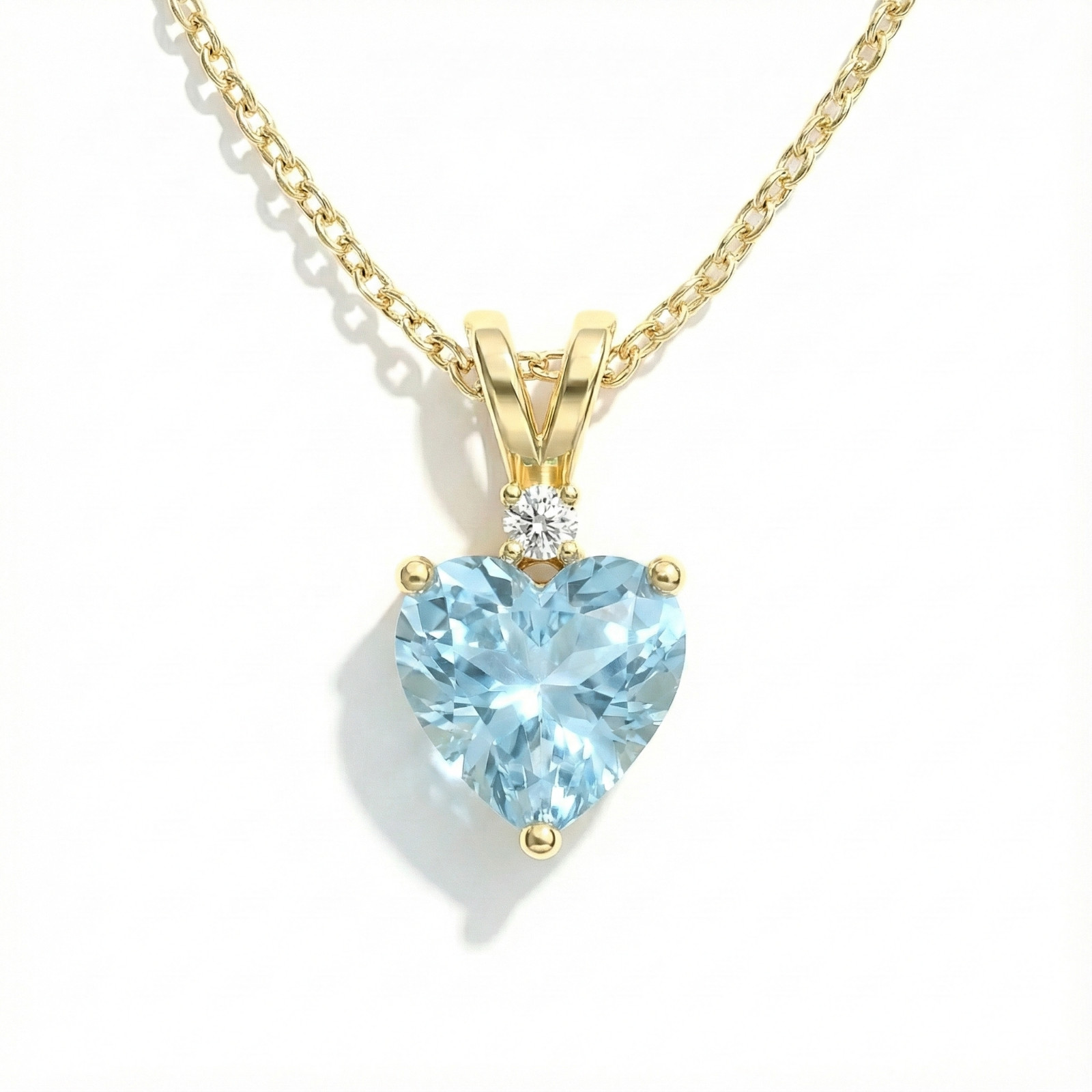 Aquamarine Heart Necklace, Heart Shaped Aquamarine Pendant, Blue Gemstone Gift